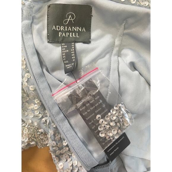 NWT ADRIANNA PAPELL DRESS GOWN BLUE 12 MOTHER OF THE BRIDE BRIDESMAID WEDDING - Picture 4 of 15